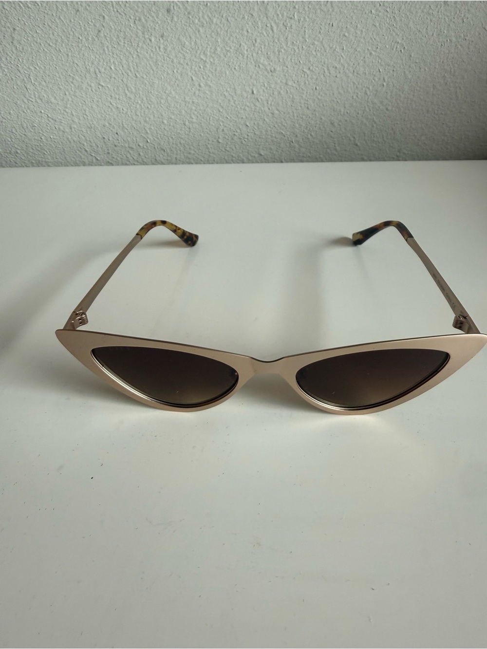 Diff Eyewear RAE Rose Gold Cat Eye Sunglasses with Dark Brown Lenses